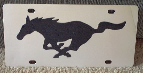 Mustang running horse Black s/s plate